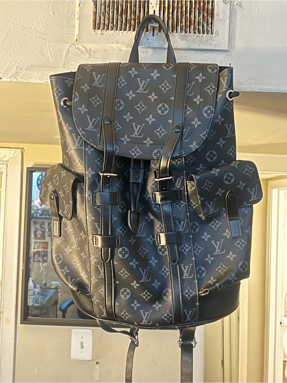 Louis Vuitton Gray Monogram Canvas Drawstring Backpack